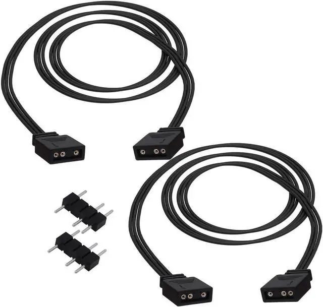 Main image of 2Pcs 1M 3.3FT 5V 3Pin ARGB Extension Cable, Addressable RGB Synchronous Connector Cord for ARGB LED Fans