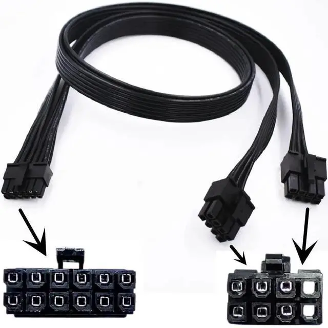 Alt view image 5 of 6 - 30cm 12 Inch Dual 8Pin to Mini 12Pin PCIe Power Cable, RTX 30 Series GPU Power Adapter Cord Compatible with Seasonic Modular Power Supply