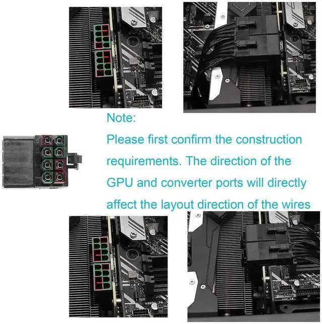 Alt view image 4 of 5 - 2 Pack Type A 90 Degree ATX 8Pin Female to Male Power Connector, Upward Angle GPU Graphics Card Power Adapter for Desktop PC
