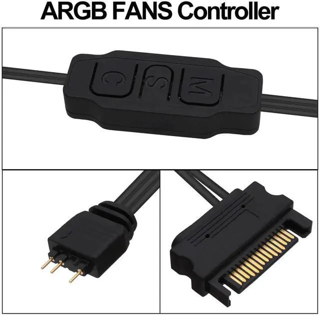Alt view image 6 of 7 - 2Pcs 70cm 5V 3PIN ARGB Controller Cable, SATA Powered RGB Lighting Adapter Cord for PC Fan Light Strip Cooler