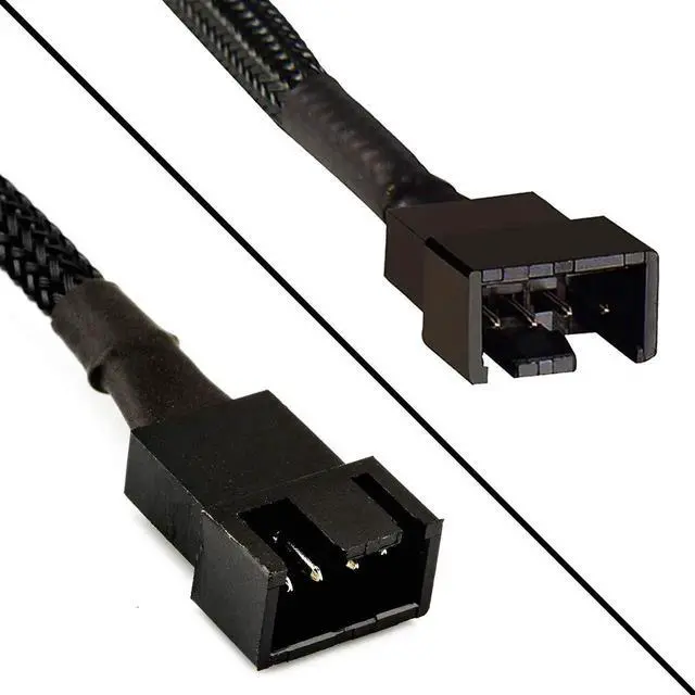 Alt view image 2 of 4 - 3 Pack 24 Inch 4 Pin PWM Fan Extension Cable, Black Braided Sleeved PC Chassis Cooling Fan Power Adapter Cord