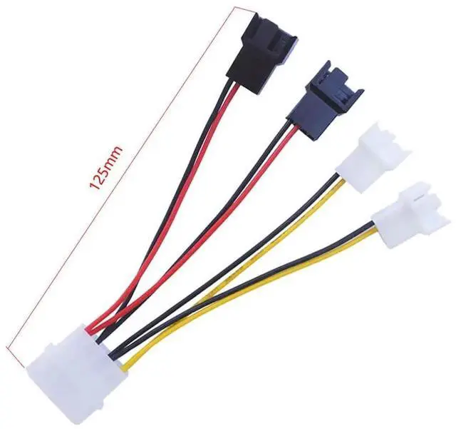 Alt view image 2 of 5 - 12cm 4Pin Molex to 3/4Pin Fan Power Cable, Dual 12V/5V Adjustable Speed Control Adapter Cord for PC Cooling Fans