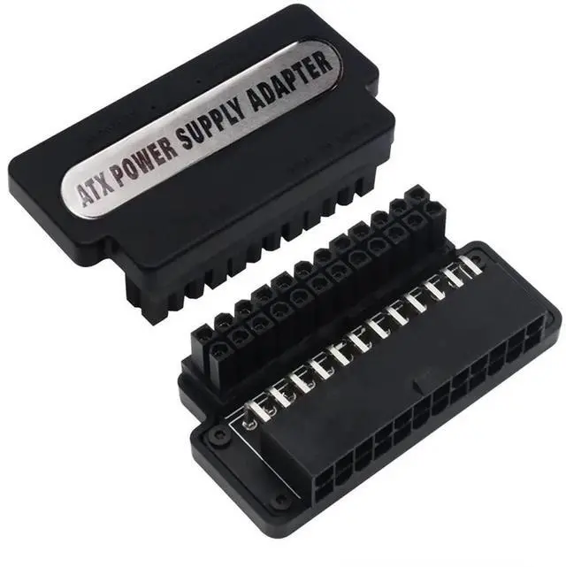 Main image of 90 Degree ATX 24Pin Female to Male Angled Adapter, Mainboard 24 Pin Power Steering Connector for Desktop PC Power Supply