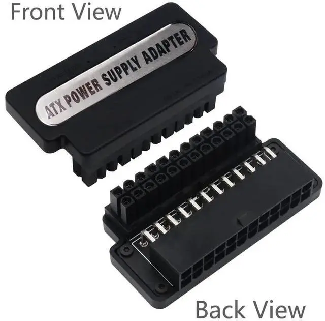 Alt view image 4 of 6 - 90 Degree ATX 24Pin Female to Male Angled Adapter, Mainboard 24 Pin Power Steering Connector for Desktop PC Power Supply