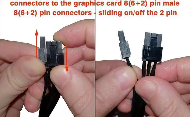 Alt view image 4 of 6 - 24+9 Inch 18AWG Sleeved ATX 8Pin to Dual 6+2Pin PCIe Power Cable, Modular Splitter Cord Compatible with Corsair PSU