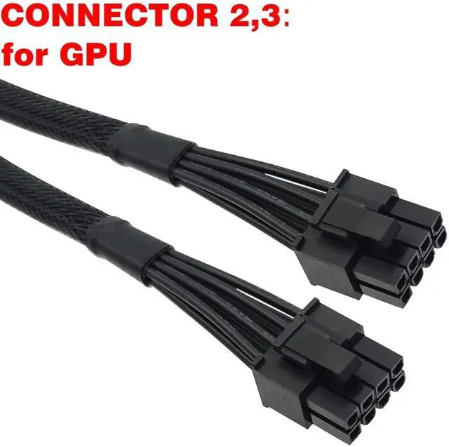Alt view image 5 of 6 - 24+9 Inch 18AWG Sleeved ATX 8Pin to Dual 6+2Pin PCIe Power Cable, Modular Splitter Cord Compatible with Corsair PSU