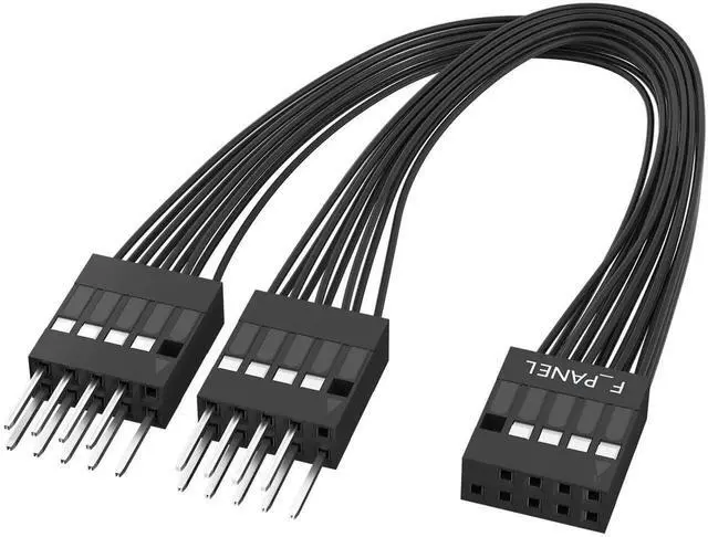 Main image of 9 Pin Motherboard Header Splitter Cable, 1 Female to 2 Male PC Power Reset LED SW Jumper Adapter