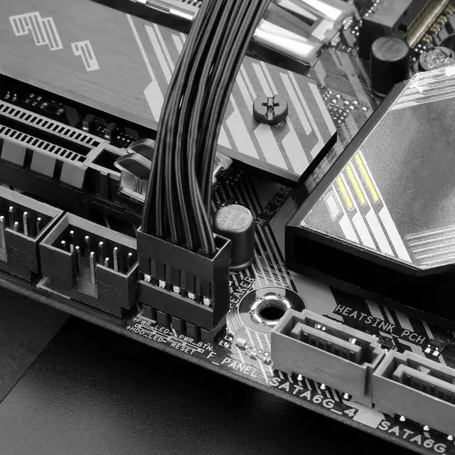Alt view image 3 of 6 - 9 Pin Motherboard Header Splitter Cable, 1 Female to 2 Male PC Power Reset LED SW Jumper Adapter