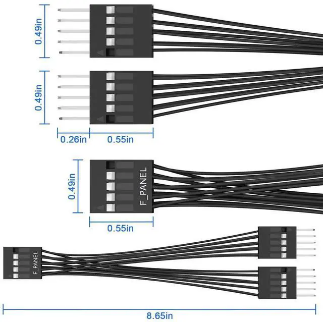 Alt view image 5 of 6 - 9 Pin Motherboard Header Splitter Cable, 1 Female to 2 Male PC Power Reset LED SW Jumper Adapter