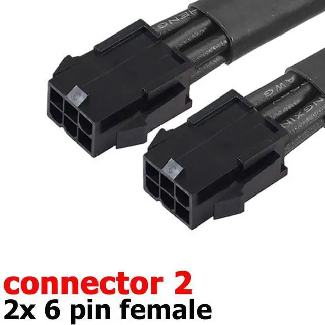Alt view image 3 of 3 - 9 Inch Braided Dual 6Pin Female to 8Pin Male GPU Power Adapter Cable