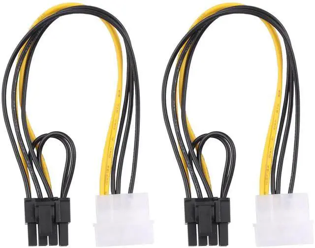 Main image of 2 Pack 4 Pin Molex to 6+2 Pin PCIe GPU Power Adapter Cable