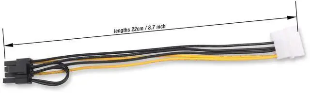 Alt view image 2 of 5 - 2 Pack 4 Pin Molex to 6+2 Pin PCIe GPU Power Adapter Cable