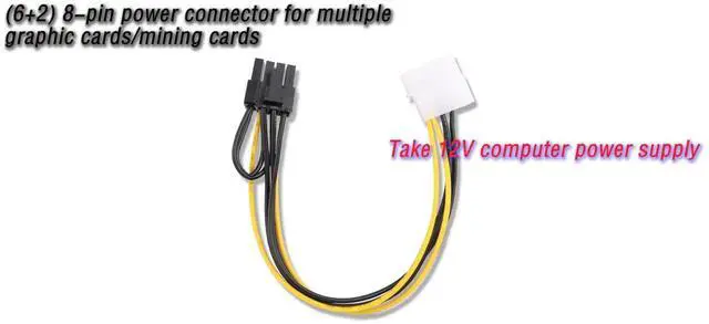 Alt view image 3 of 5 - 2 Pack 4 Pin Molex to 6+2 Pin PCIe GPU Power Adapter Cable