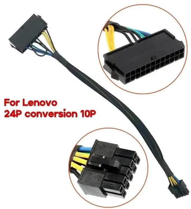 Alt view image 2 of 2 - 30cm 12 Inch Braided 24Pin to 10Pin ATX Main Power Adapter Cable for Lenovo IBM Desktop Server