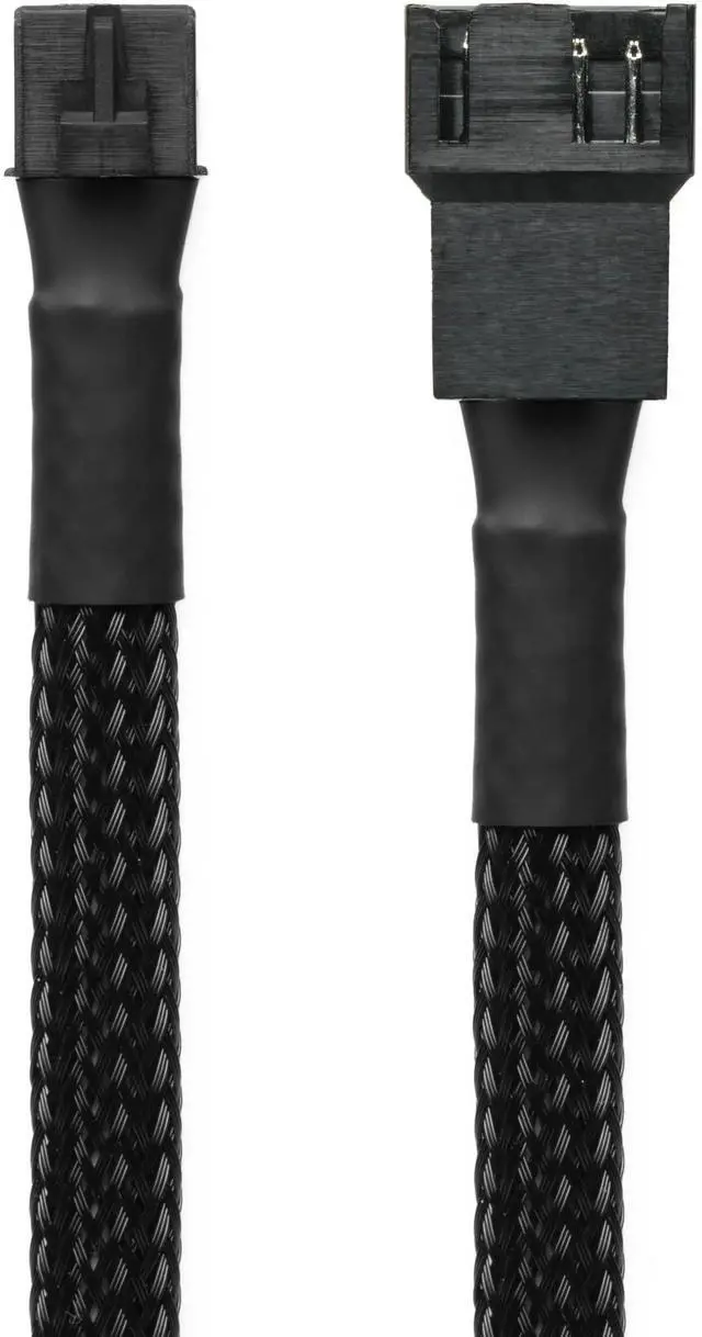 Main image of 6 Inch 15cm Black Sleeved 4-Pin PWM GPU Fan Adapter Cable Compatible with EVGA RTX 3000 Series Graphics Card