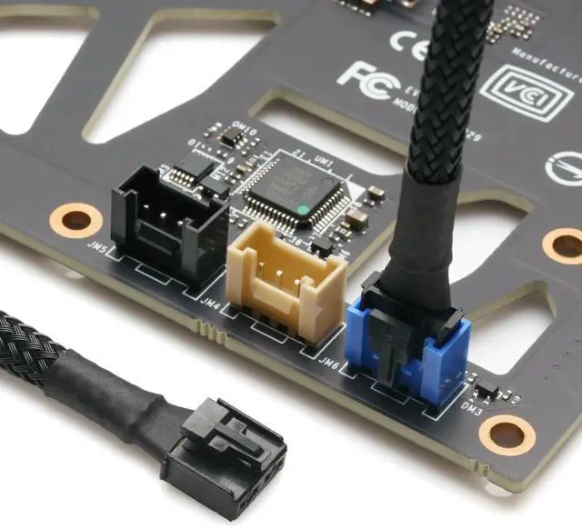 Alt view image 3 of 4 - 6 Inch 15cm Black Sleeved 4-Pin PWM GPU Fan Adapter Cable Compatible with EVGA RTX 3000 Series Graphics Card