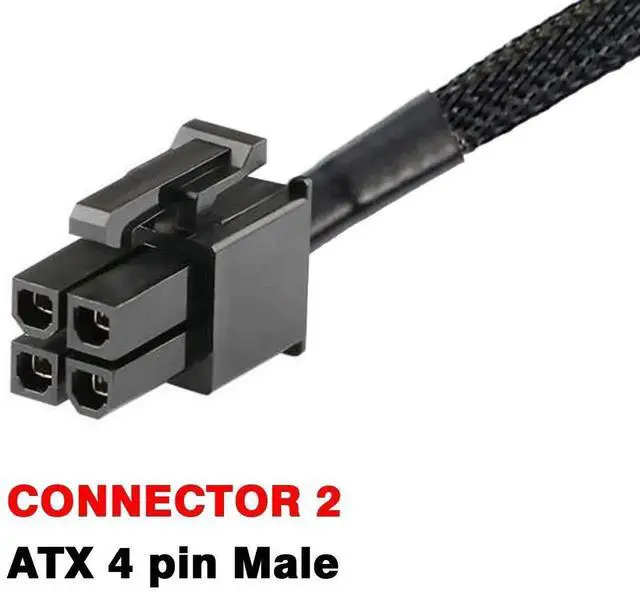 Alt view image 3 of 4 - 2 Pack 12 Inch Braided LP4 Molex Male to ATX 4Pin Male Auxiliary Power Adapter Cable