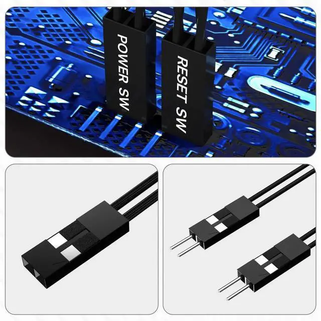 Alt view image 5 of 7 - 2.54mm 2Pin PC Power Reset HDD LED Splitter Cable 1 Female to 2 Male Adapter