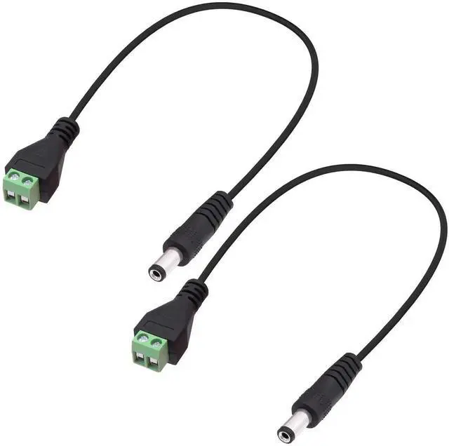 Main image of 2Pcs 27cm DC 5.5x2.1mm Male Plug to 2 Pin Screw Terminal Block Power Extension Cable Solderless Wiring Cord for CCTV Router LED