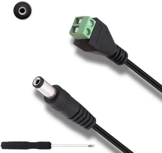 Alt view image 4 of 7 - 2Pcs 27cm DC 5.5x2.1mm Male Plug to 2 Pin Screw Terminal Block Power Extension Cable Solderless Wiring Cord for CCTV Router LED
