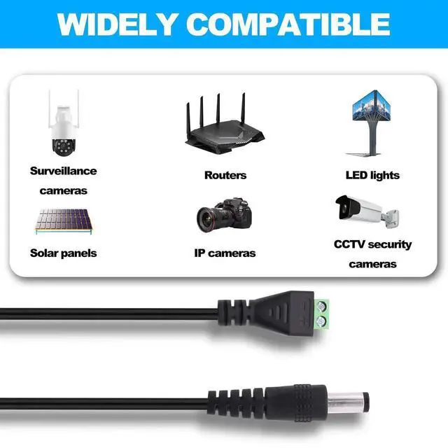 Alt view image 7 of 7 - 2Pcs 27cm DC 5.5x2.1mm Male Plug to 2 Pin Screw Terminal Block Power Extension Cable Solderless Wiring Cord for CCTV Router LED