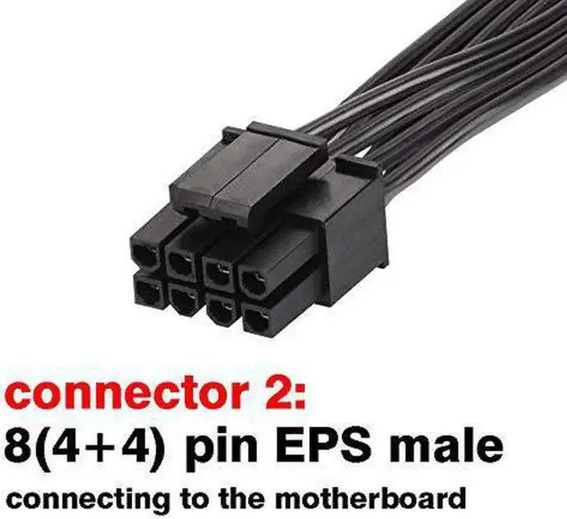 Alt view image 2 of 3 - 32 Inch CPU 8Pin Male to 4+4 Split 8Pin EPS 12V Motherboard Power Cable Only for Corsair Modular PSU, Not PCIe GPU VGA Cable