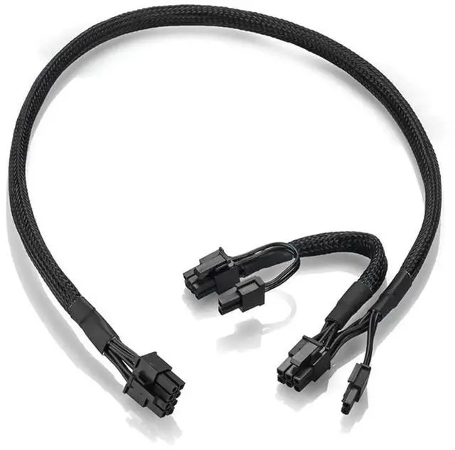 Main image of 23.6+5.9 Inch 18AWG Tinned Copper Braided 8Pin Male to Dual 6+2 PCIe GPU Power Splitter Cable Only for Corsair Modular PSU