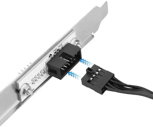 Alt view image 5 of 7 - 30cm PC Power Button Extension Cable with Full Height PCIe Bracket, 9 Pin Front Panel Header Power Switch Adapter for Mid & Full Tower Cases