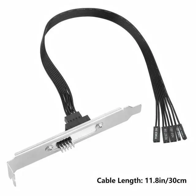 Alt view image 2 of 7 - 30cm PC Power Button Extension Cable with Full Height PCIe Bracket, 9 Pin Front Panel Header Power Switch Adapter for Mid & Full Tower Cases