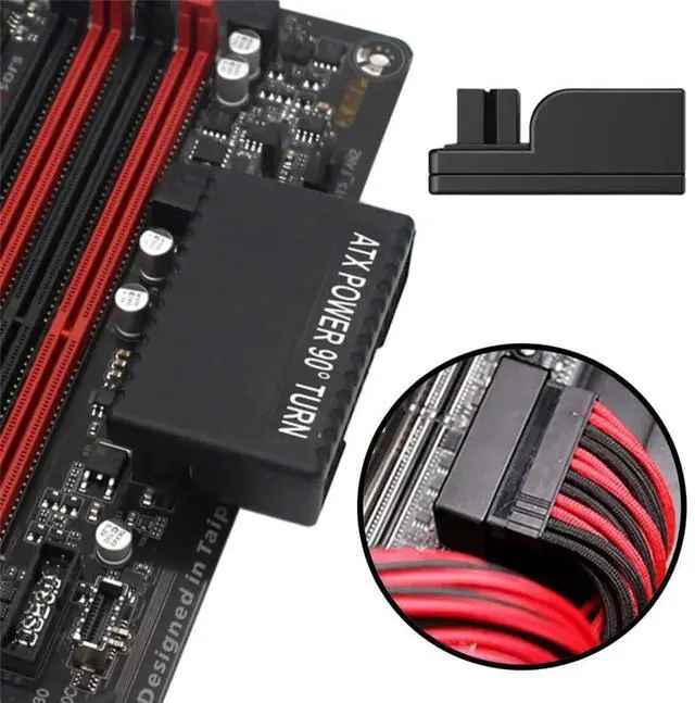 Alt view image 4 of 7 - 90 Degree Right Angle Overmolded ATX 24Pin Male to Female Motherboard Power Adapter Cable for Desktop PC