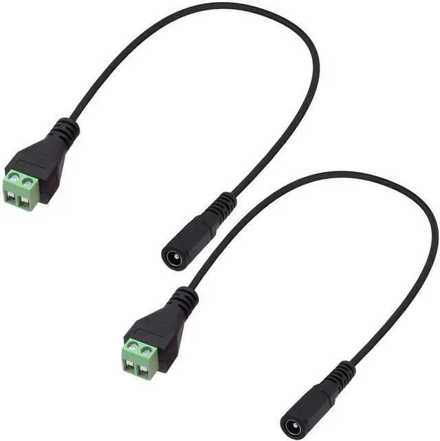 Main image of 2Pcs 27cm DC 5.5x2.1mm Female to 2 Pin Screw Terminal Block Cable Solderless DC Power Extension Cord for CCTV Router LED Light