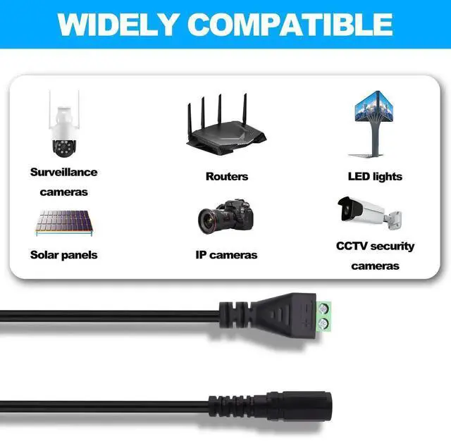 Alt view image 2 of 7 - 2Pcs 27cm DC 5.5x2.1mm Female to 2 Pin Screw Terminal Block Cable Solderless DC Power Extension Cord for CCTV Router LED Light