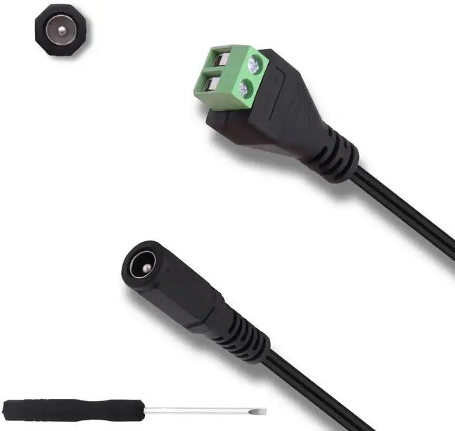 Alt view image 3 of 7 - 2Pcs 27cm DC 5.5x2.1mm Female to 2 Pin Screw Terminal Block Cable Solderless DC Power Extension Cord for CCTV Router LED Light