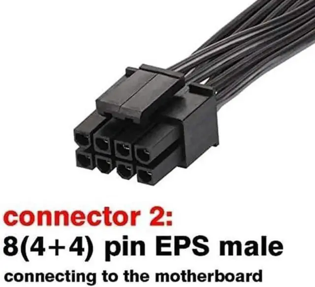 Alt view image 3 of 4 - 25 Inch CPU 8 Pin Male to 4+4 Detachable 8Pin EPS 12V Motherboard Power Cable Only for Corsair Modular PSU, Not PCIe GPU Cable