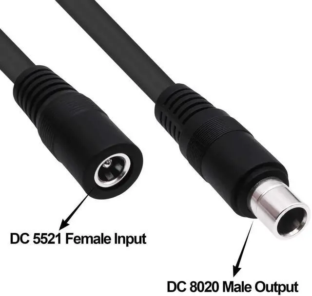 Alt view image 3 of 7 - 14.5CM DC5521 Female to DC8020 Male Adapter Cable, 5.5x2.1mm to 8.0x2.0mm DC Power Converter Cord for Solar Panel Portable Power Station