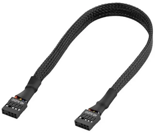 Main image of 30cm 9 Pin Motherboard HD Audio Extension Cable, Female to Female Front Panel Audio Connector Cord