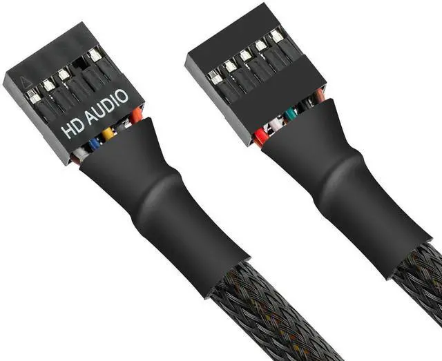 Alt view image 6 of 6 - 30cm 9 Pin Motherboard HD Audio Extension Cable, Female to Female Front Panel Audio Connector Cord