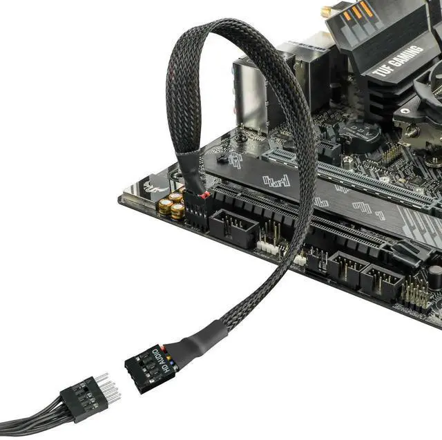 Alt view image 5 of 6 - 30cm 9 Pin Motherboard HD Audio Extension Cable, Female to Female Front Panel Audio Connector Cord