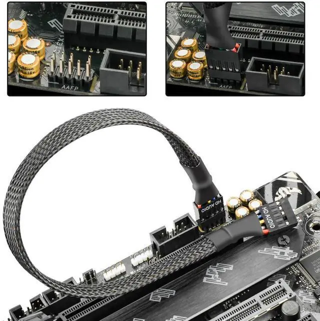 Alt view image 3 of 6 - 30cm 9 Pin Motherboard HD Audio Extension Cable, Female to Female Front Panel Audio Connector Cord