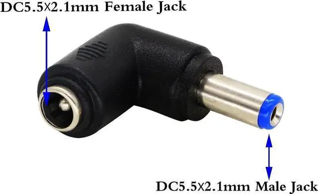 Alt view image 3 of 7 - 2 Pack 90 Degree Angled DC5.5x2.1mm Male to Female Power Adapter Plug, 5V DC Barrel Jack Charging Connector for Tablet