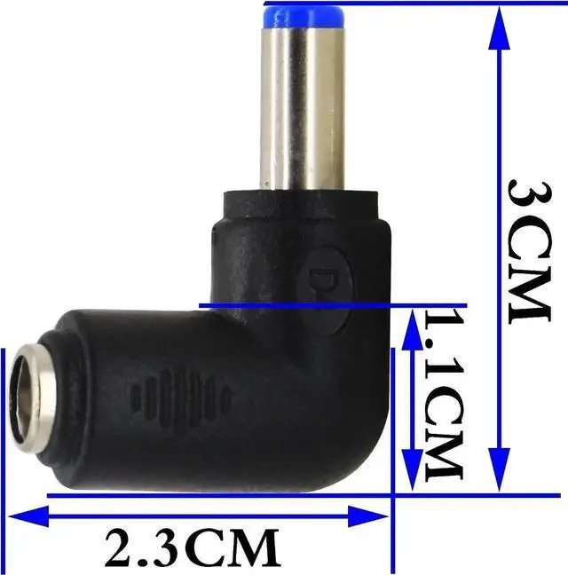 Alt view image 2 of 7 - 2 Pack 90 Degree Angled DC5.5x2.1mm Male to Female Power Adapter Plug, 5V DC Barrel Jack Charging Connector for Tablet