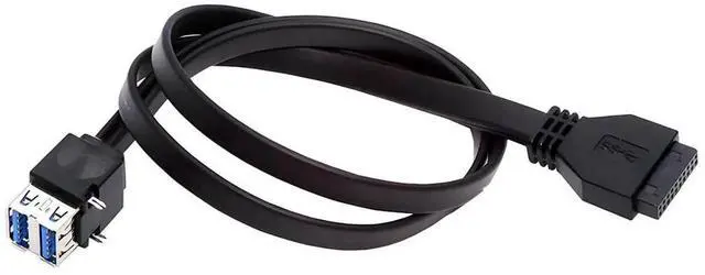 Alt view image 5 of 7 - 50cm Black Stackable USB 3.0 Type-A Dual Female DIP Port Cable with Fixed Feet, Dual USB A to 19Pin 20Pin Motherboard Header Extension Cord