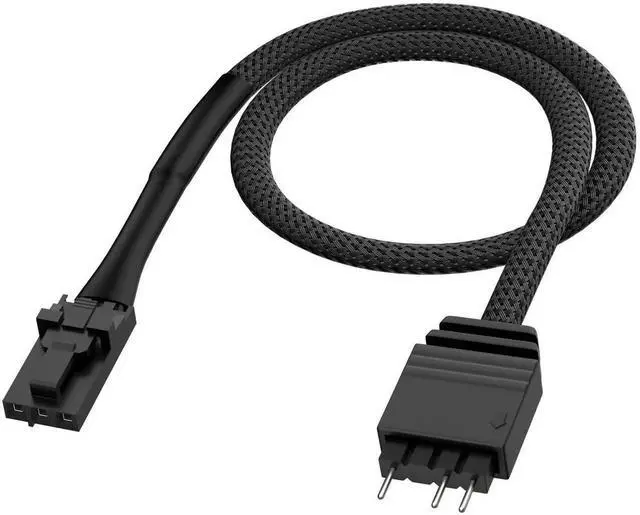 Main image of 29cm Black Braided 3 Pin ARGB Adapter Cable, Compatible with Corsair Lighting Node PRO iCUE Commander PRO CORE XT Convert to Standard 5V 3Pin ARGB Connector