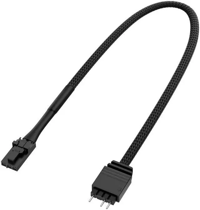 Alt view image 6 of 6 - 29cm Black Braided 3 Pin ARGB Adapter Cable, Compatible with Corsair Lighting Node PRO iCUE Commander PRO CORE XT Convert to Standard 5V 3Pin ARGB Connector