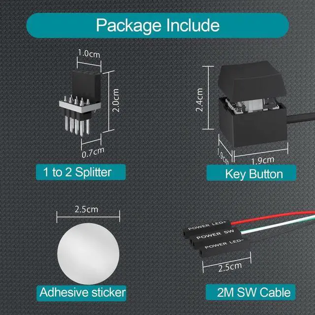 Alt view image 6 of 6 - PC Mechanical Power Switch Button, LED Lighted Desktop Motherboard Boot On Off Power Extension Switch