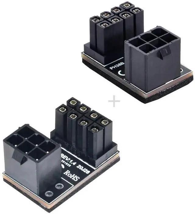 Main image of 180 Degree Angled ATX 6Pin Female to 8Pin Male Power Adapter Connector, Desktop GPU Graphics Card Power Converter
