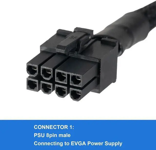 Alt view image 6 of 7 - 65cm 18AWG Male to Male 8 Pin to 6+2 Pin PCIe GPU Power Cable, Black Modular Graphics Card Cord Compatible with EVGA G G2 G3 G5 G6 GA GM GT P2 P3 P5 P6 P+ T2 T3 PSU