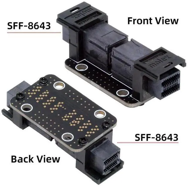 Alt view image 2 of 7 - PCIe 4.0 SFF-8643 Female to Female PCBA Coupler, Mini SAS HD Internal External Extender Adapter Card for Server Storage