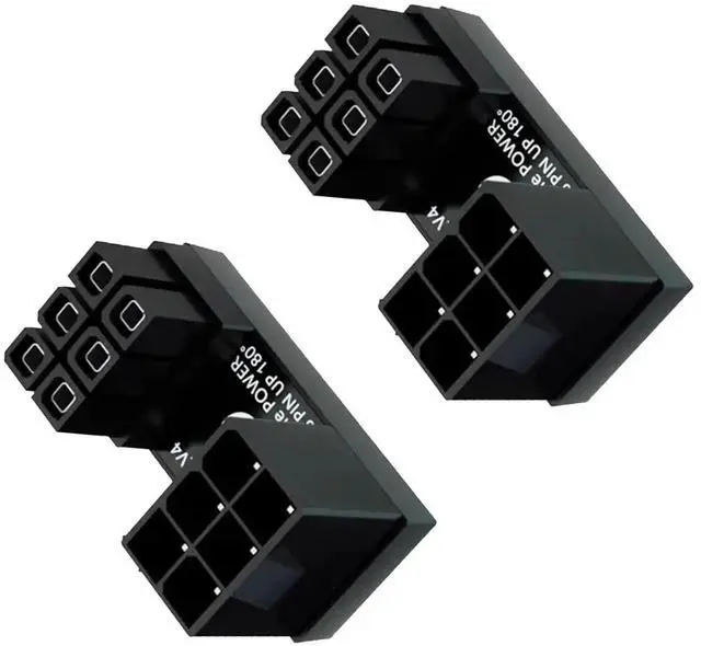 Main image of 2-Pack 180 Degree U-Type ATX 6Pin Male to Female GPU Power Adapter, Down Angle Graphics Card Power Connector Extender Board for Desktop PC