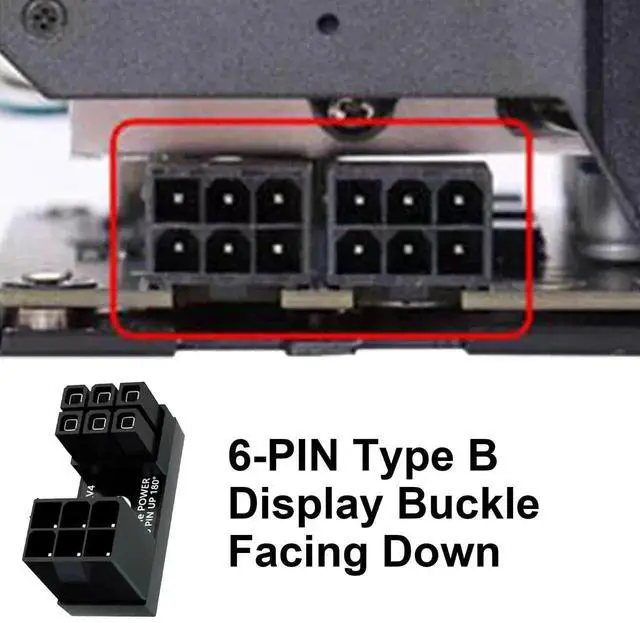 Alt view image 4 of 7 - 2-Pack 180 Degree U-Type ATX 6Pin Male to Female GPU Power Adapter, Down Angle Graphics Card Power Connector Extender Board for Desktop PC